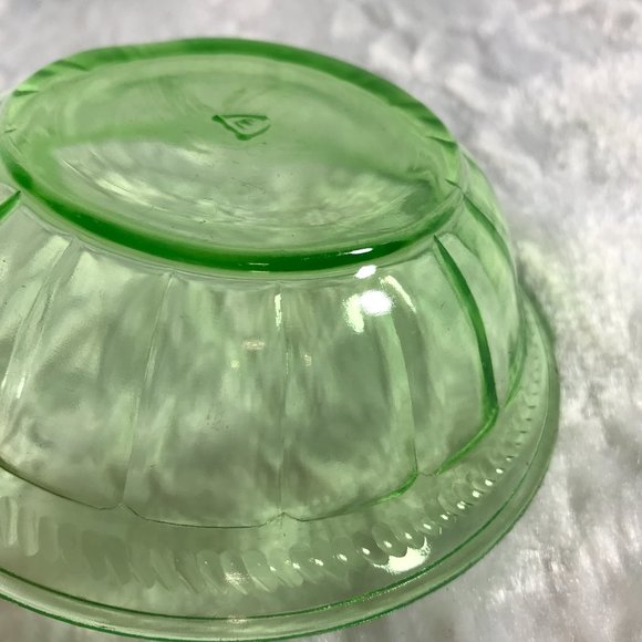 Vintage Vaseline Glass Dessert Bowl Block Optic #24 - Picture 8 of 10